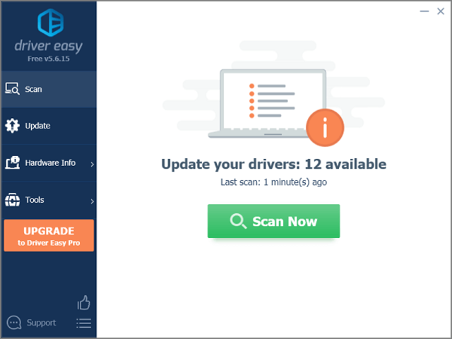 Mở phần mềm Driver Easy và nhấp vào nút "Scan Now"