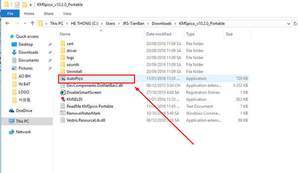 Chạy file “AutoPico.exe”