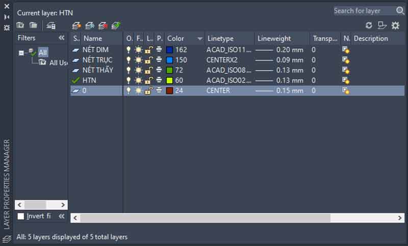  tạo layer trong CAD