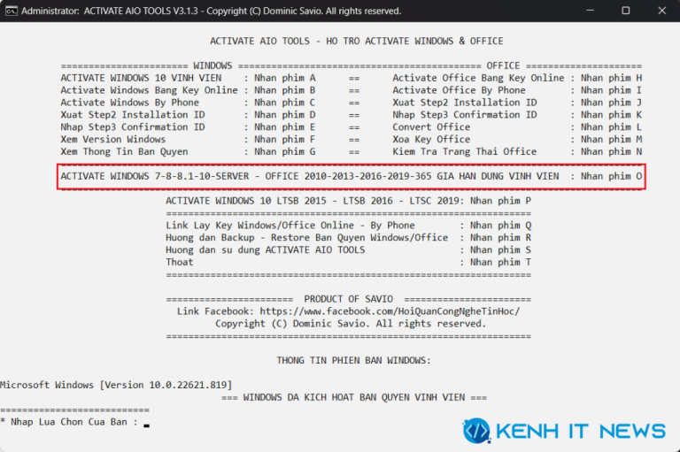Tải AIO Tool v3.1.3 Active Windows Full - Bản chuẩn 2025