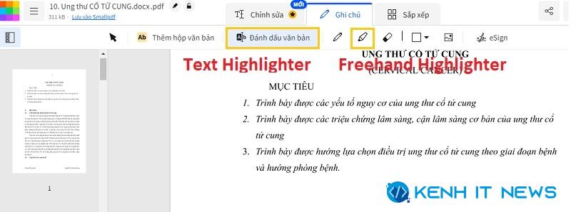 cách highlight trong PDF