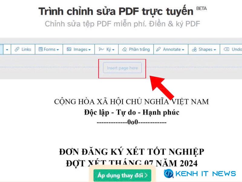 Cách thêm trang trong PDF