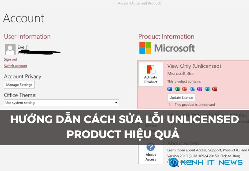 sửa lỗi Unlicensed Product