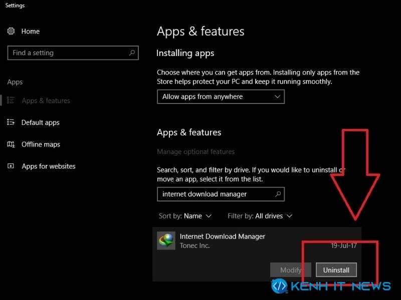 cách xóa internet download manager