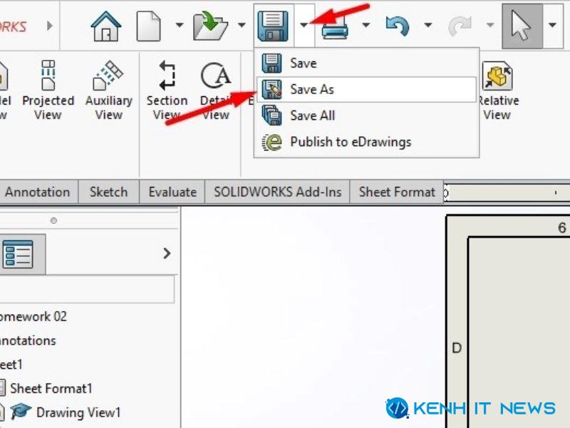 chuyển file Solidworks sang Autocad