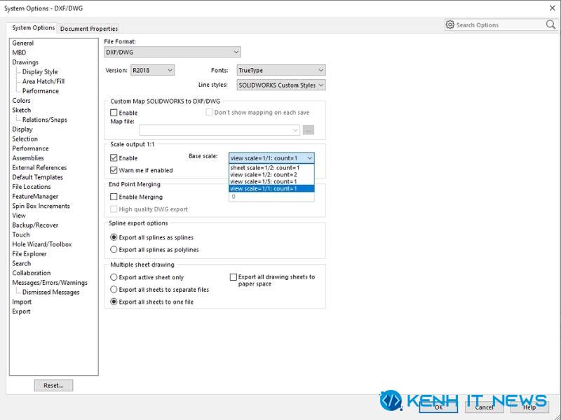 chuyển file Solidworks sang Autocad