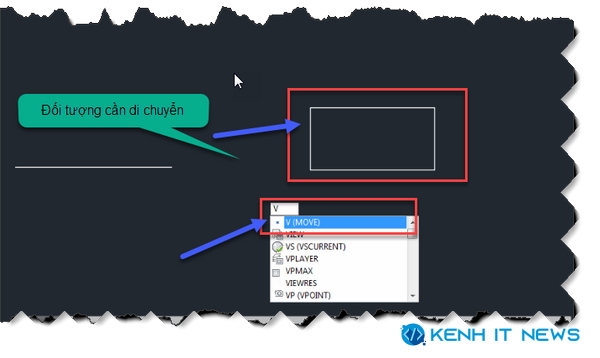 sử dụng lệnh di chuyển trong Cad​