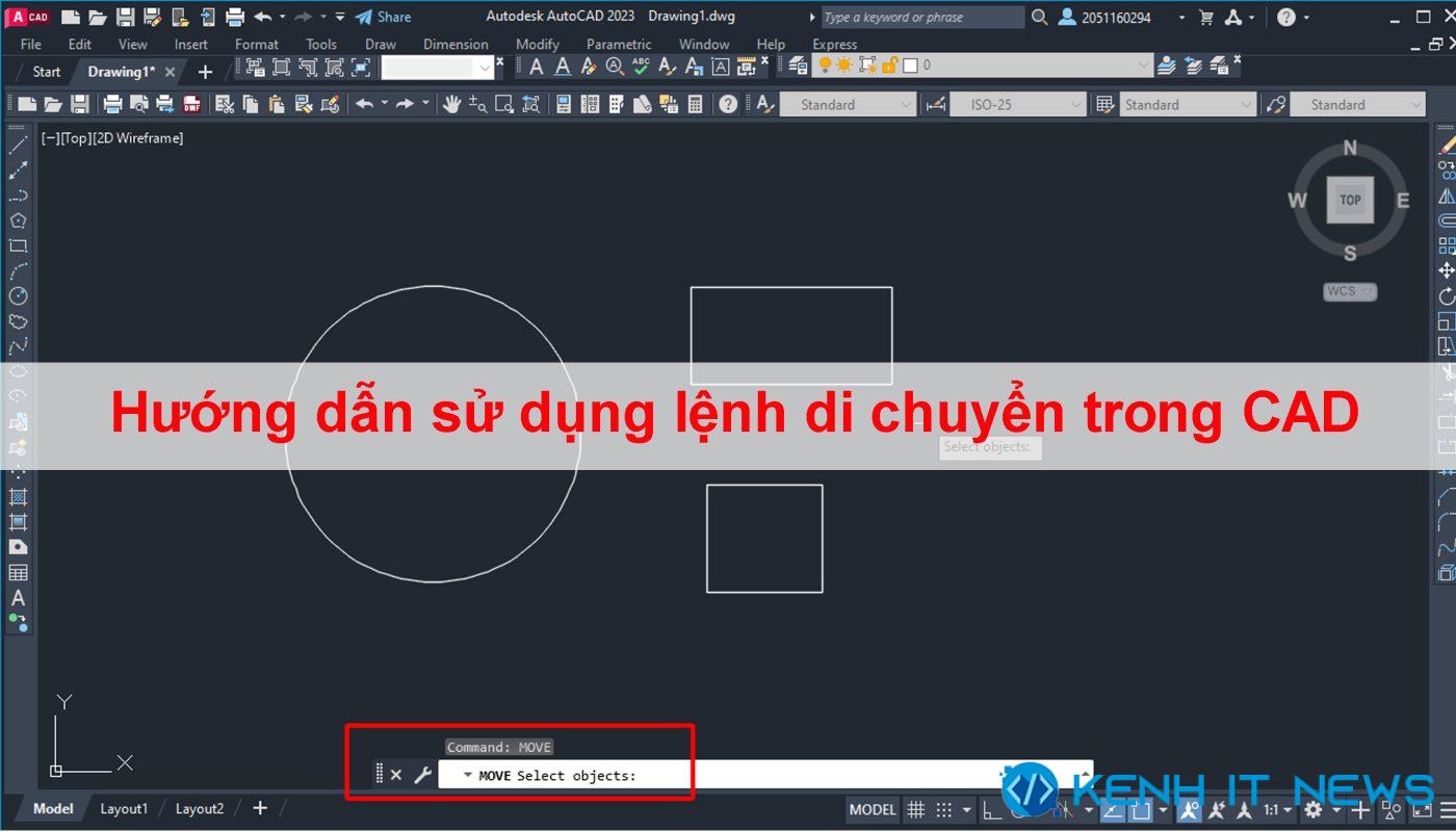 sử dụng lệnh di chuyển trong Cad​