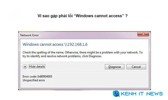 sửa lỗi windows cannot access