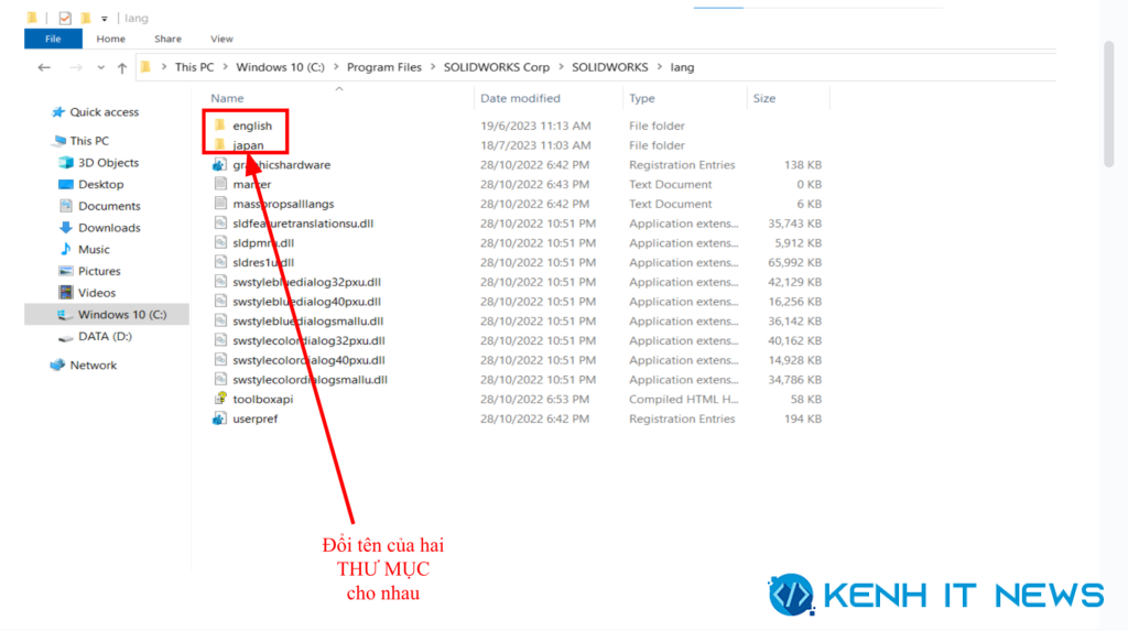 thay đổi ngôn ngữ trong solidworks