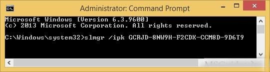 Sao chép hoặc nhập lệnh "slmgr /ipk xxx" trong đó xxx là key tương ứng