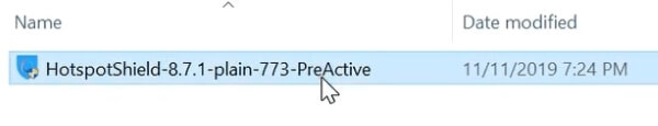 Mở thư mục chứa tệp tin cài đặt Hotspot Shield Premium.
