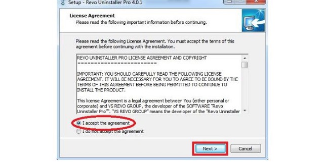 Tích vào "I accept the agreement" và nhấn "Next".