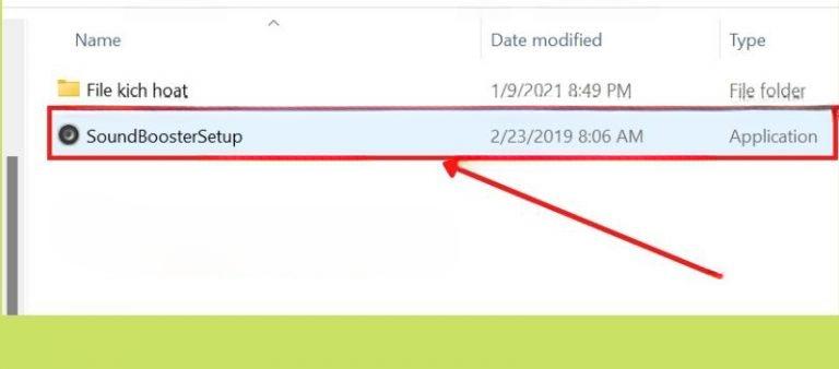 Sau khi giải nén, nhấp vào "Sound Booster Setup" để bắt đầu quá trình cài đặt phần mềm.